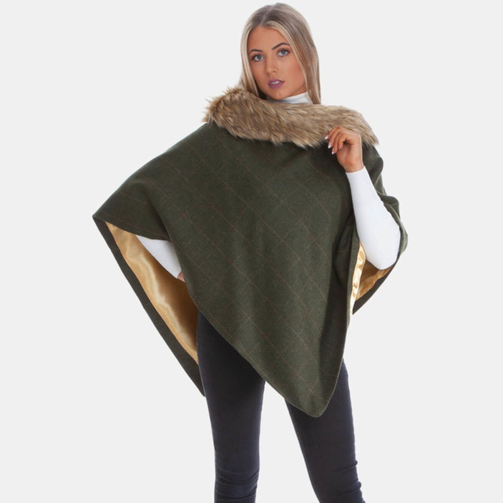 Cara Regular Faux-Fur Collar Cape Cara Regular Faux-Fur Collar Cape