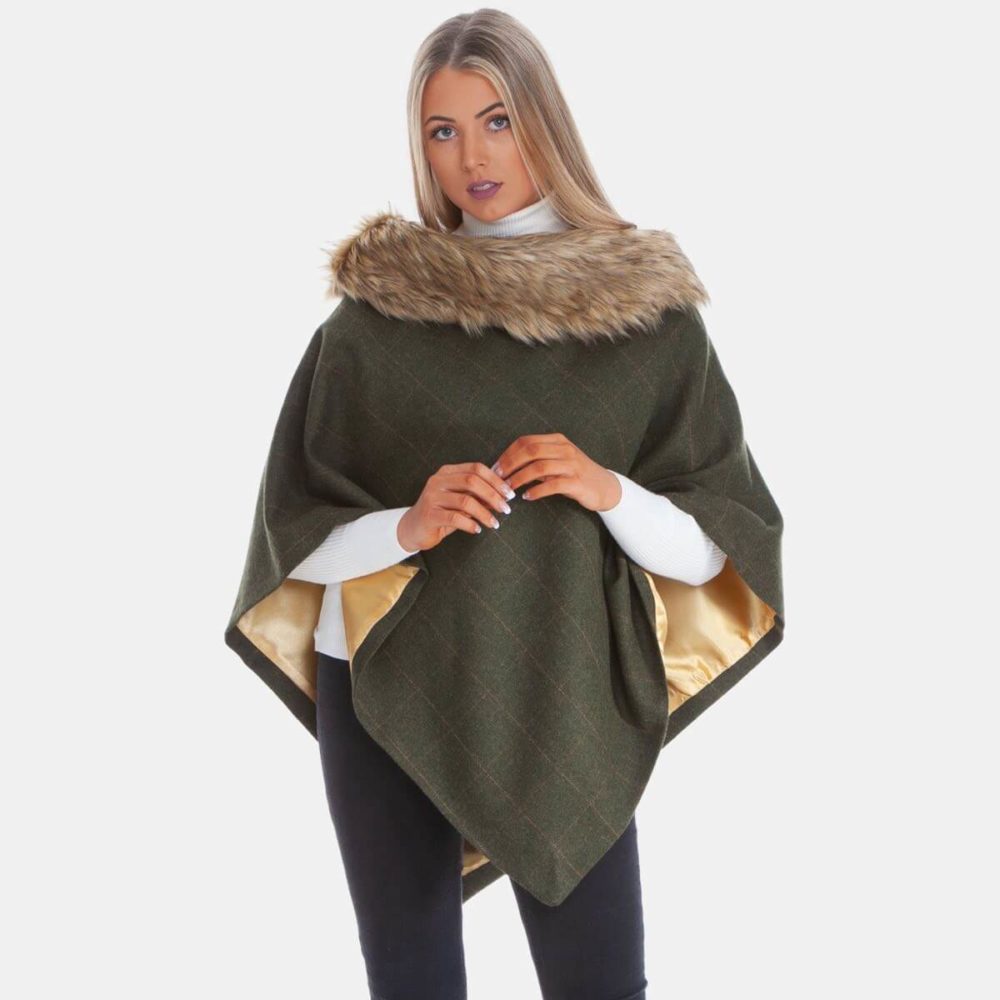 Cara Regular Faux-Fur Collar Cape Cara Regular Faux-Fur Collar Cape