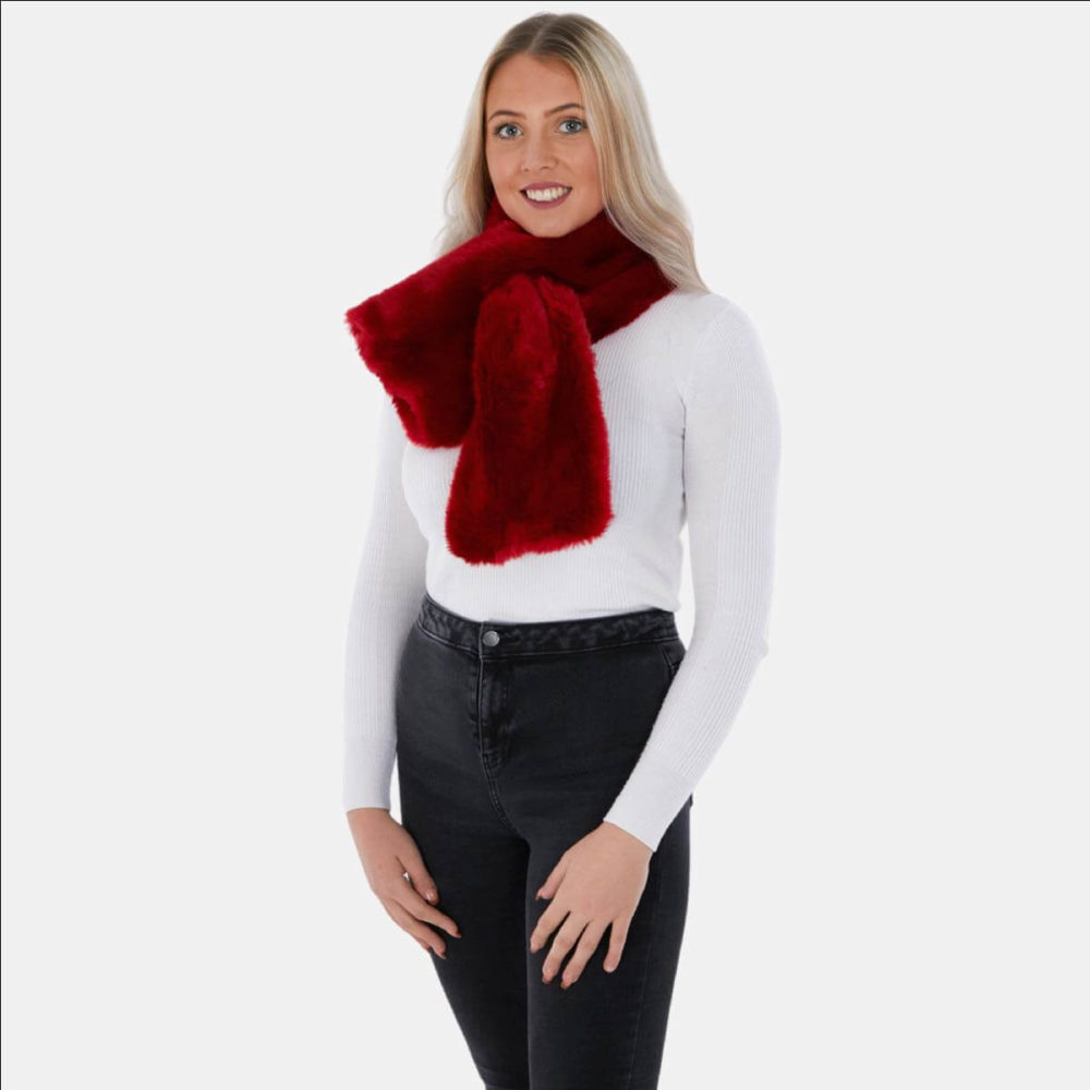 8347 Approved Wine Luxury Faux Fur Stole