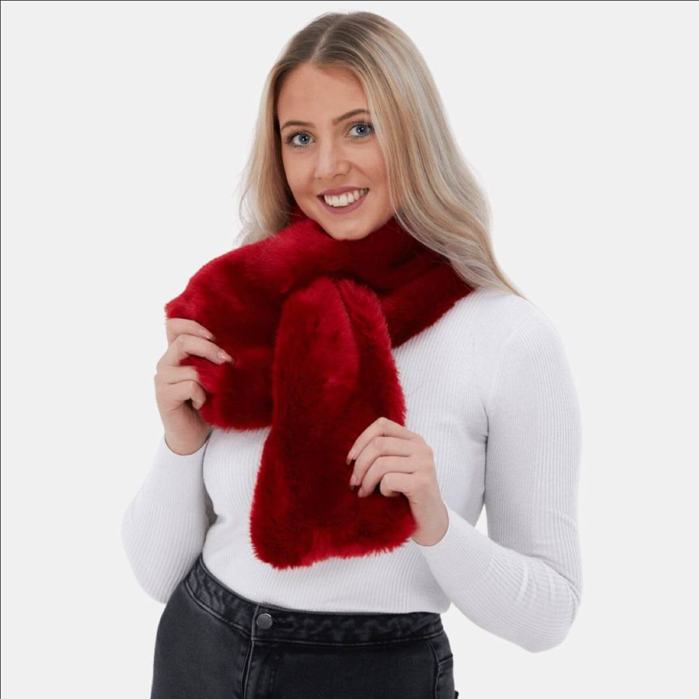 8439 Approved Wine Luxury Faux Fur Stole