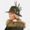 Josie Green Fedora Hat With Feathers