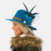 Ellis Teal Fedora Hat With Feathers