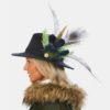 Kaya Navy Fedora Hat With Feathers