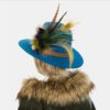 Malani Teal Fedora Hat With Feathers
