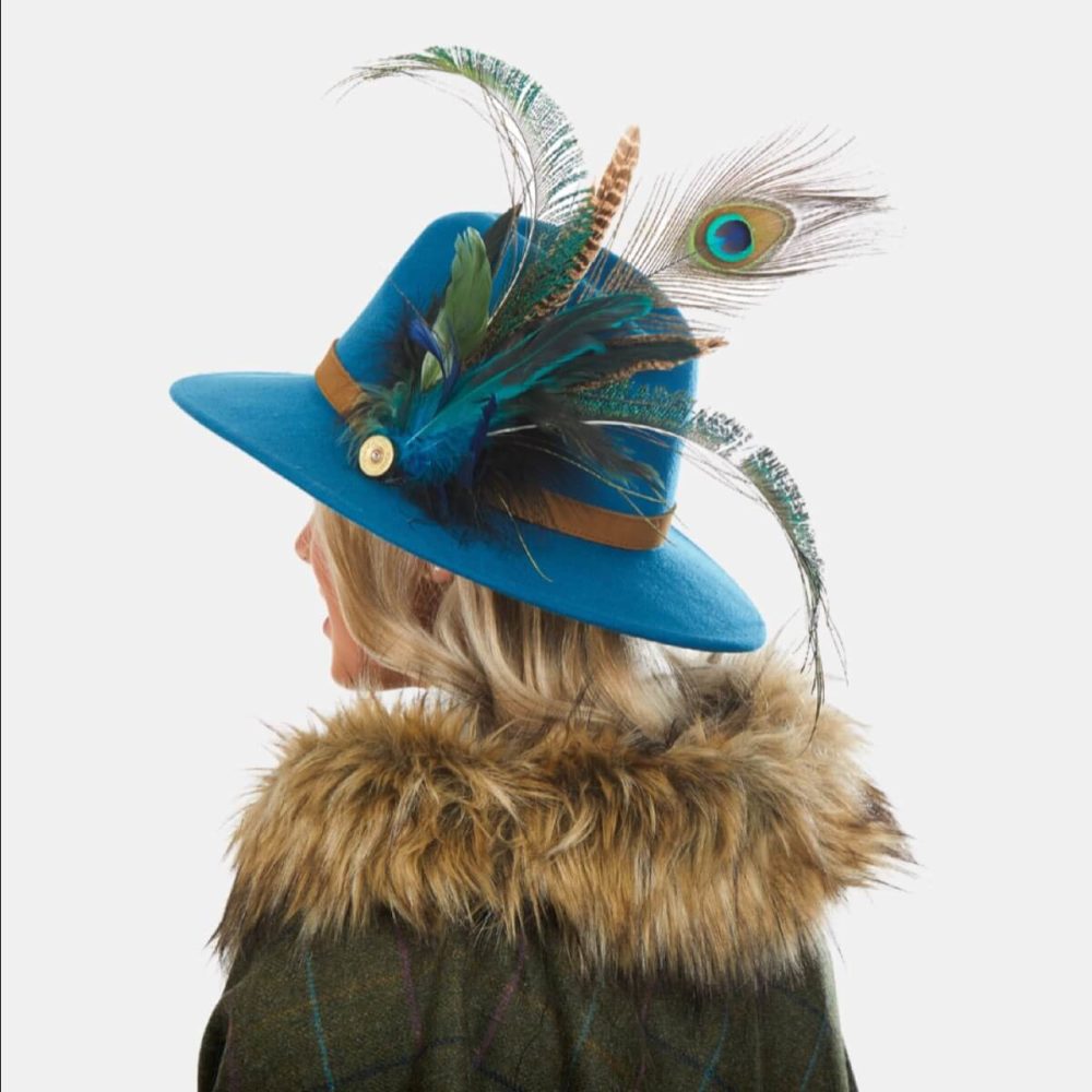 Hattie Teal Fedora With Feathers