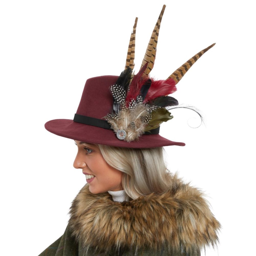 12705 Approved Evelyn Maroon Fedora Hat