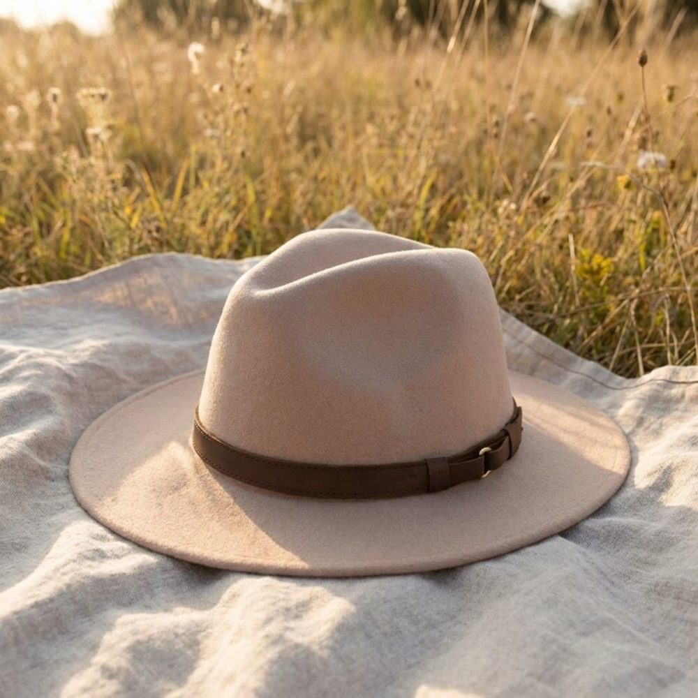 Beige Fedora Hat