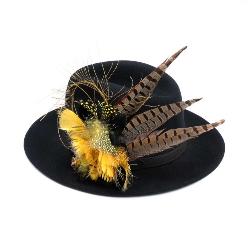 Black Fedora with Feathers