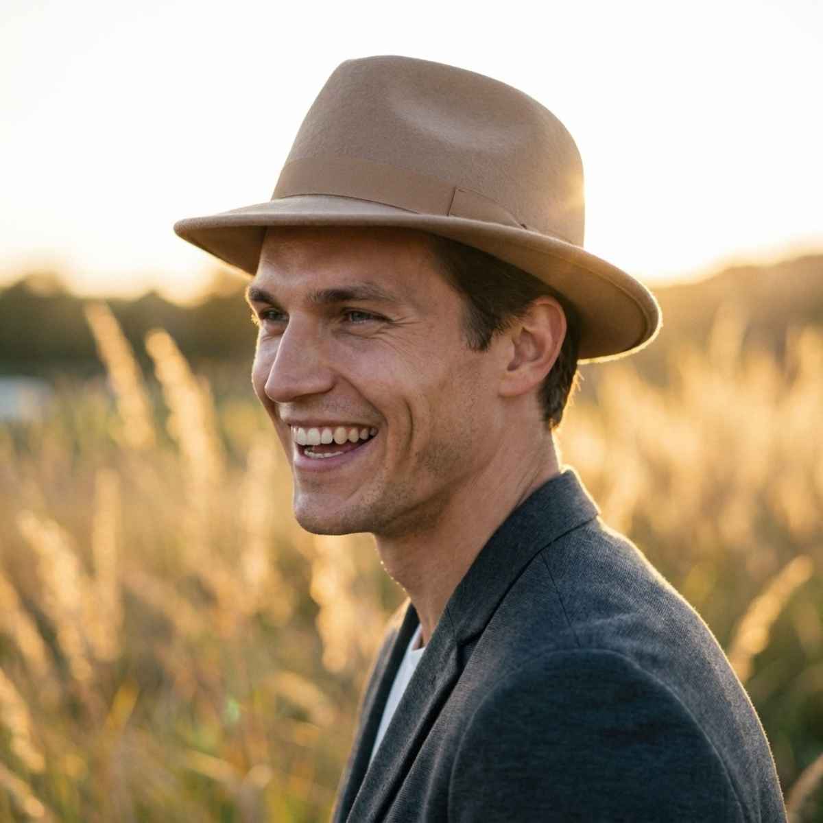 Light Camel Trilby Hat
