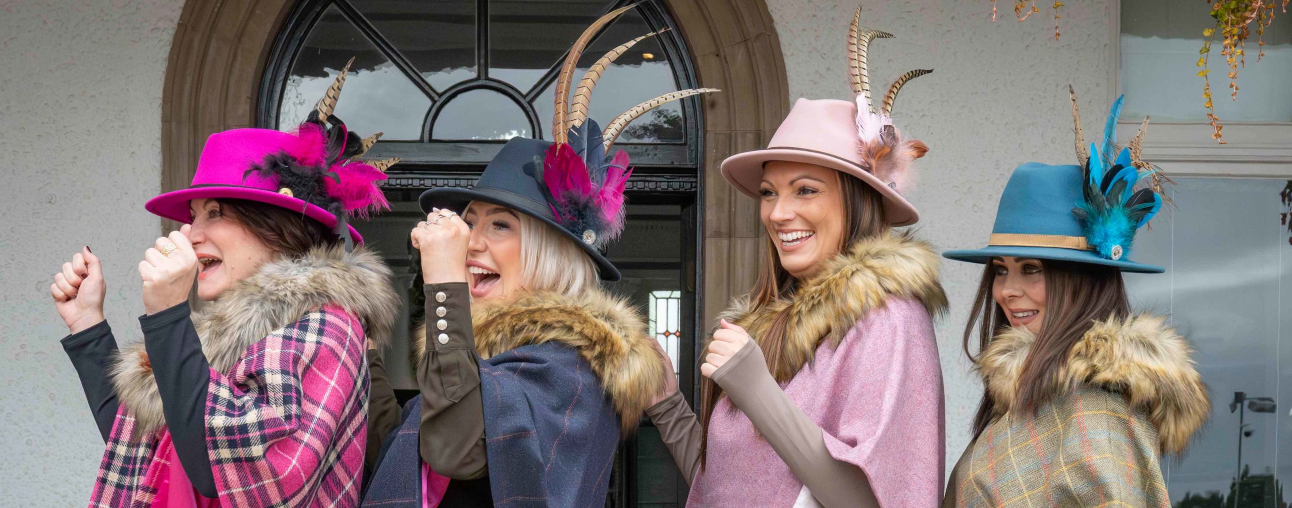 Header 10 10 25 Nancy Traditional Teal Fedora with Feathers