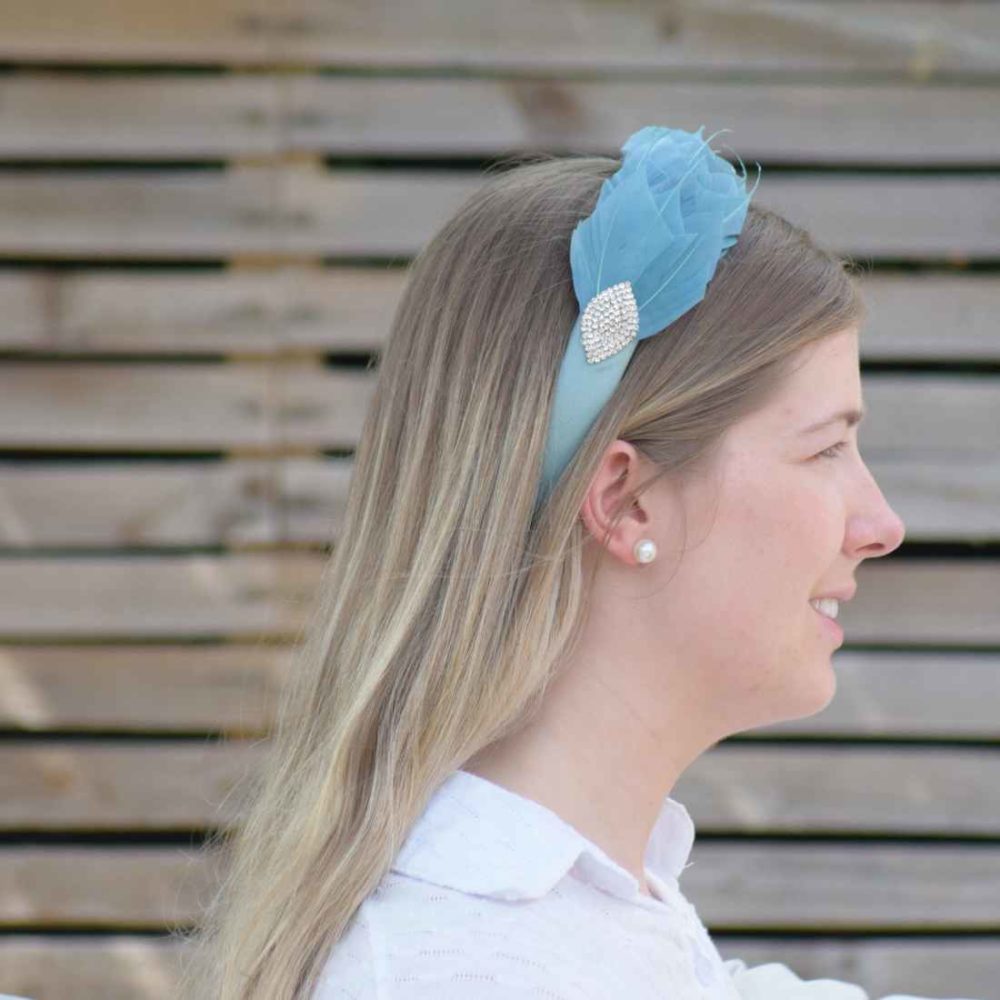 Baby Blue Feather Headband Baby Blue Feather Head Band