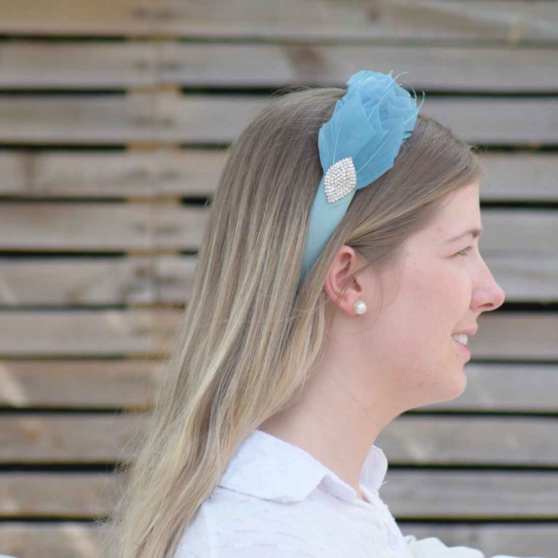 Pale Blue Feather Head Band