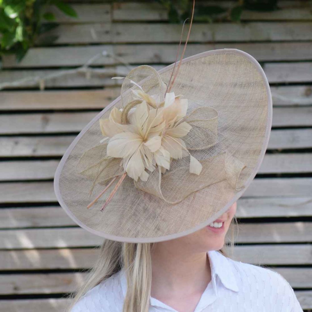 Large Ecru Fascinator Hat