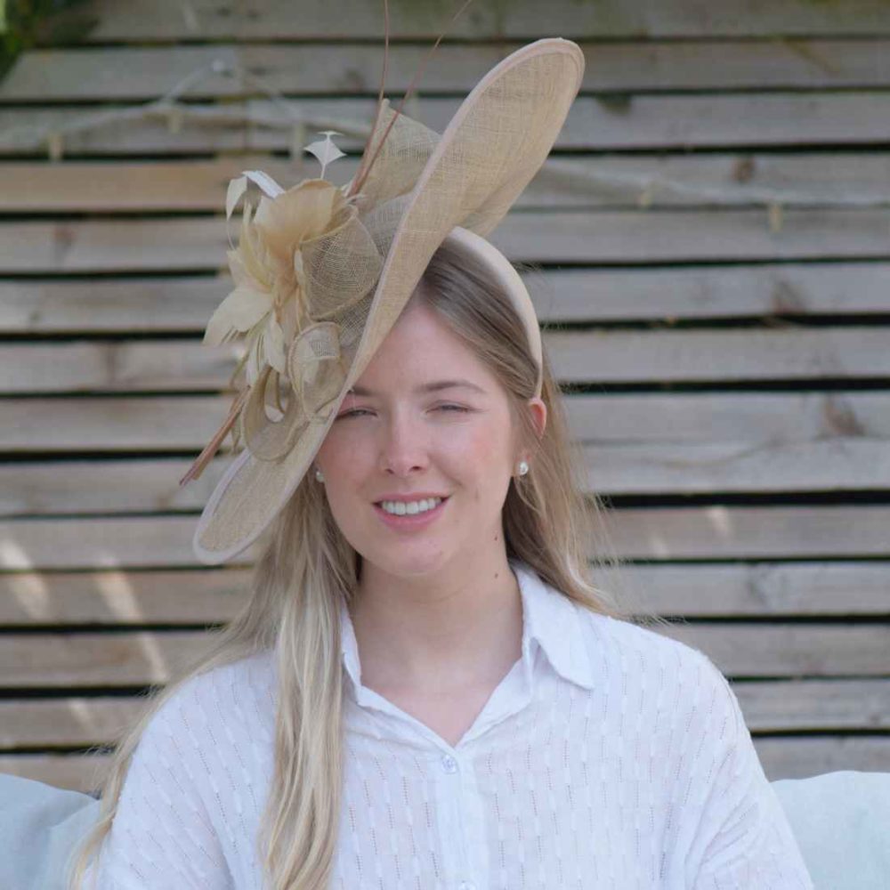 Large Ecru Fascinator Hat