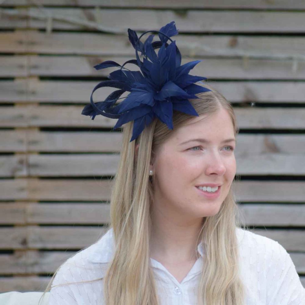 Navy Traditional Fascinator Navy Blue Traditional Fascinator