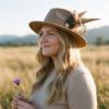 Sacha Camel Wide Brimmed Fedora