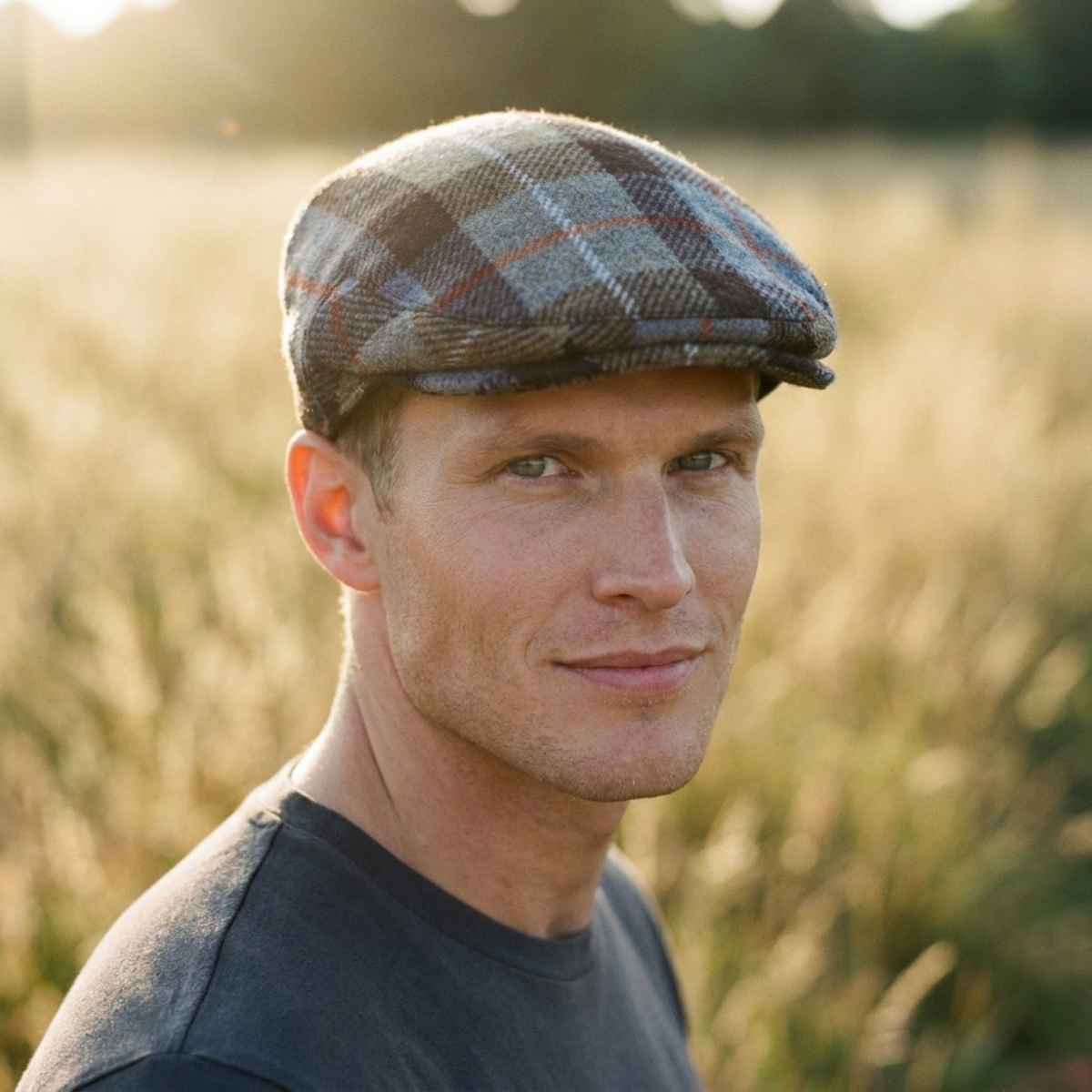 Brown Check Traditional Flat Cap