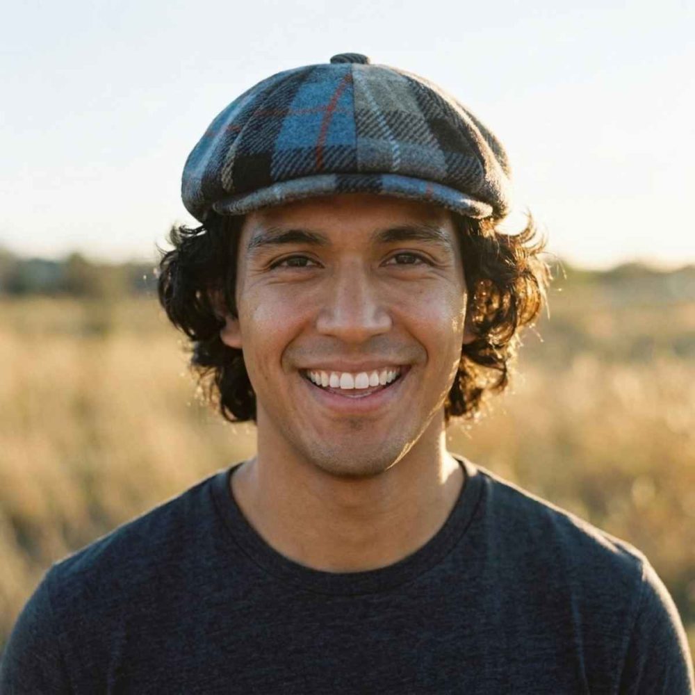 Reduced 1 Blue Multi Tweed Baker Boy Cap