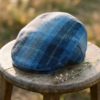 Reduced 2 Blue Check Traditional Flat Cap