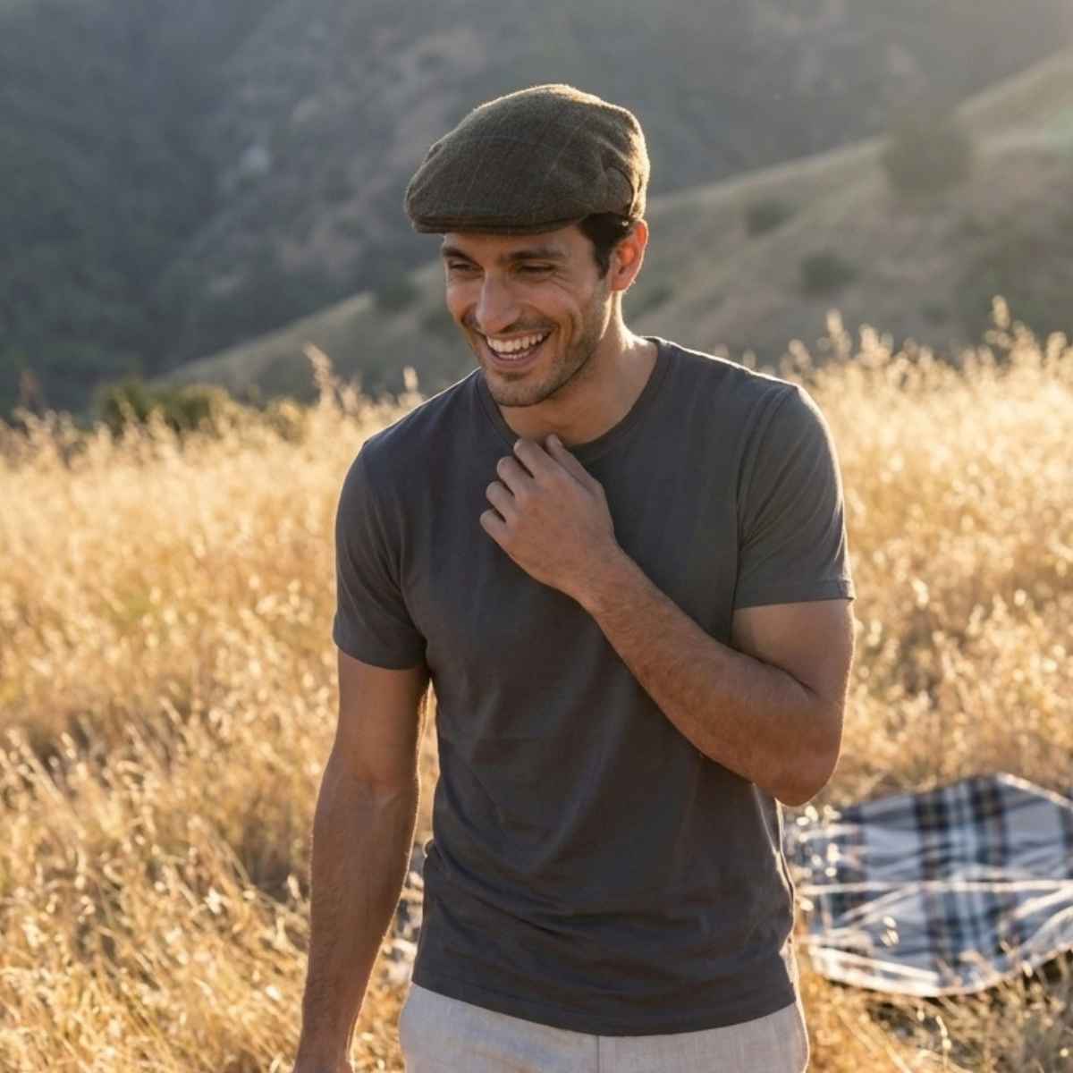 Brown Check Traditional Flat Cap