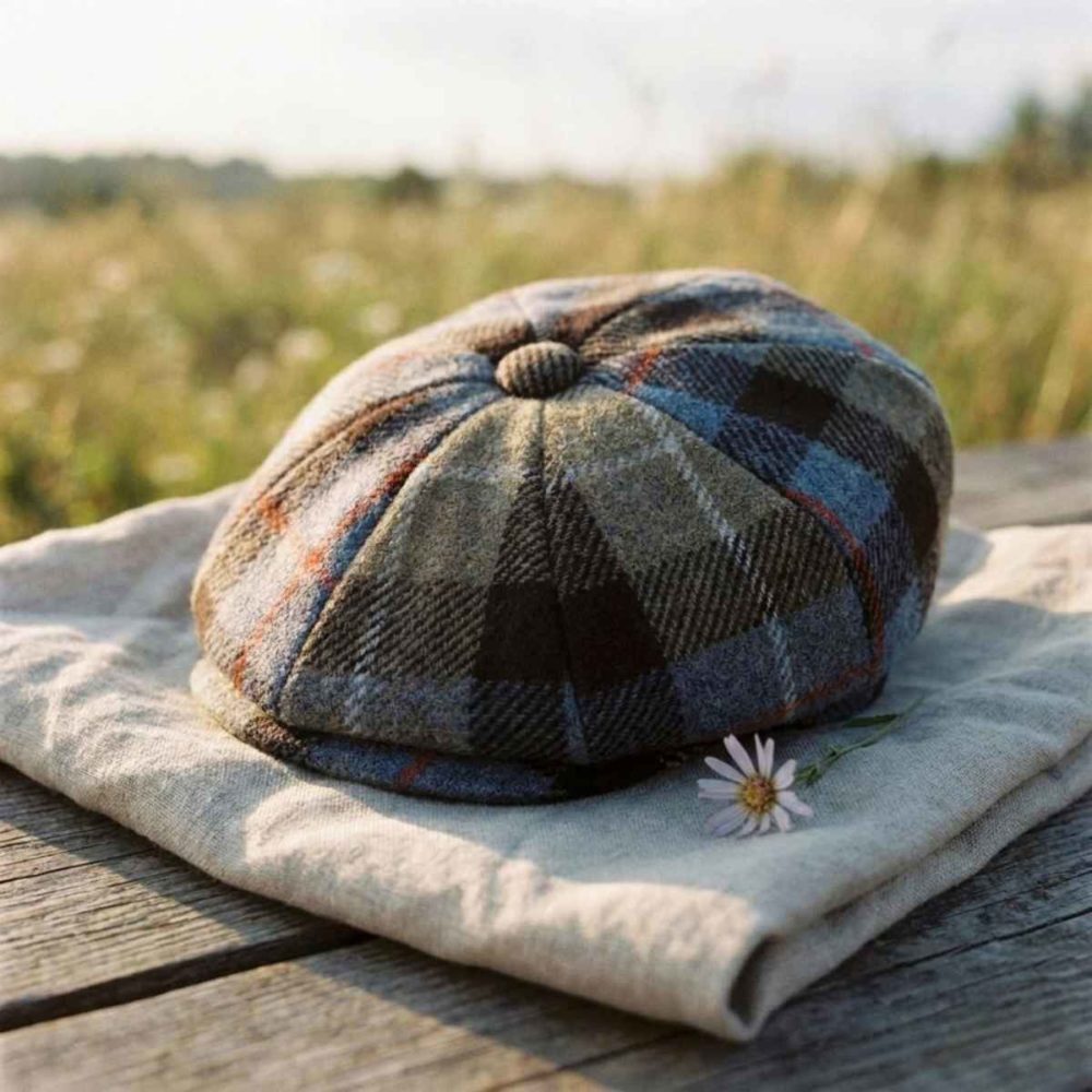 Blue Multi Tweed Baker Boy Cap