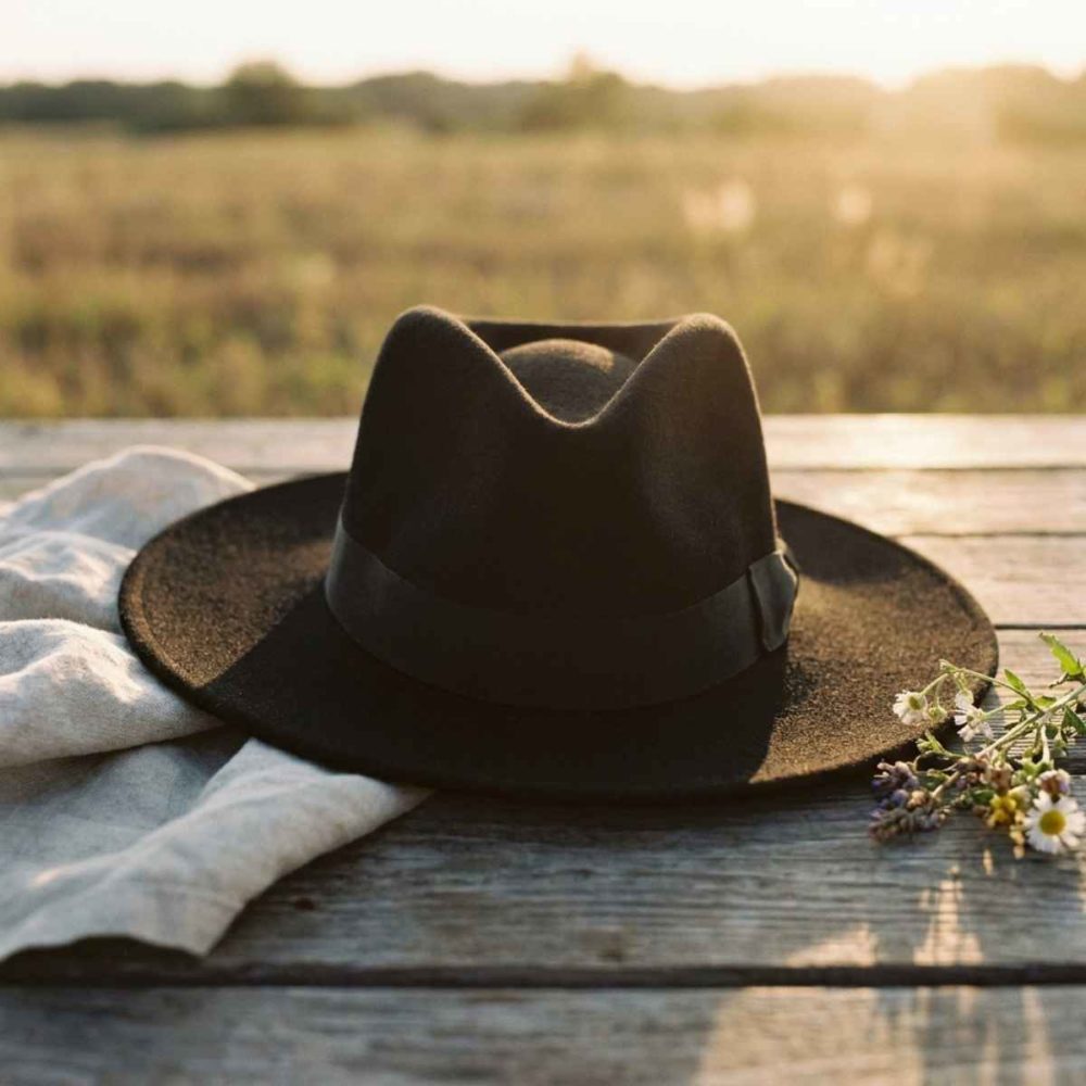 Still Life Web Black Wide Brimmed Fedora